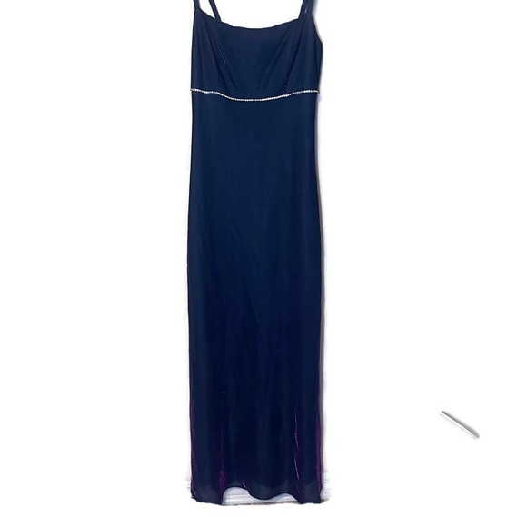 ๐ Vintage Jump Apparel Sheath Style Iridescent Navy Blue Maxi Dress Size 5/6 - Picture 3 of 13